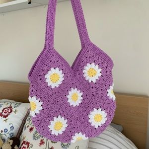Daisy Crochet Handmade tote bag